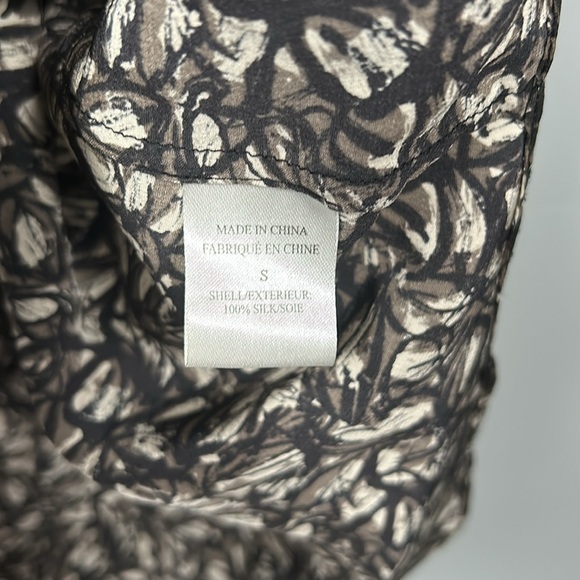 Theory Women’s Silk Abstract Semine Shirt Button Down Black Gray Small - Picture 7 of 13